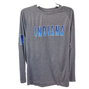State Of Mine Indiana Sports Shirt Men's Small Gray & Blue Long-sleeved Athletic